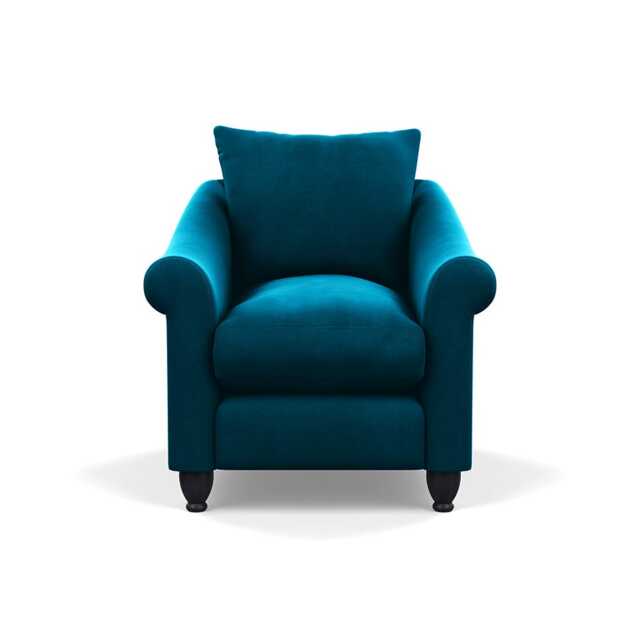 Heal's Devon Armchair Velvet Teal Black Stain Beech Feet