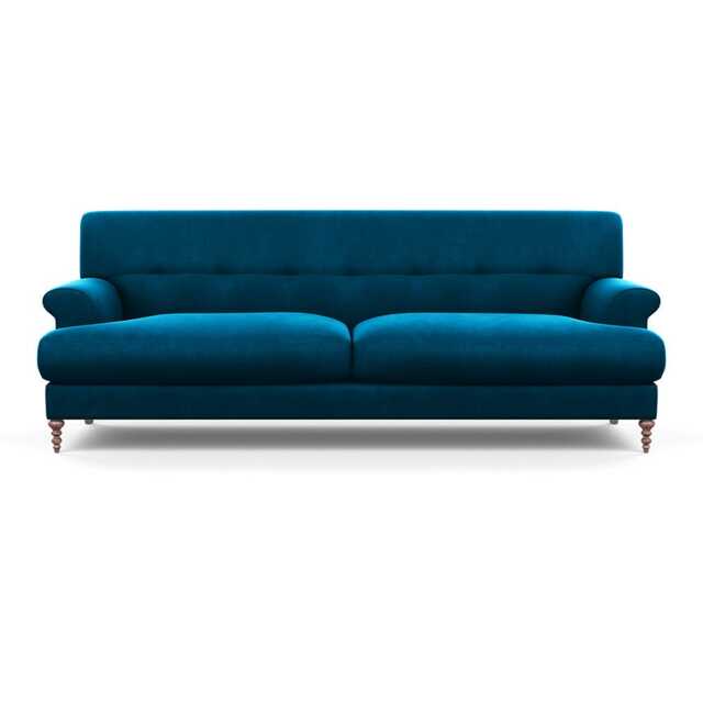 Scp Oscar 3 Seater Formal Sofa Velvet Teal Walnut Feet