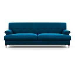 Scp Oscar 3 Seater Formal Sofa Velvet Teal Walnut Feet