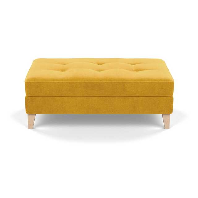 Heal's Mistral Footstool Smart Luxe Velvet Canary Natural Feet