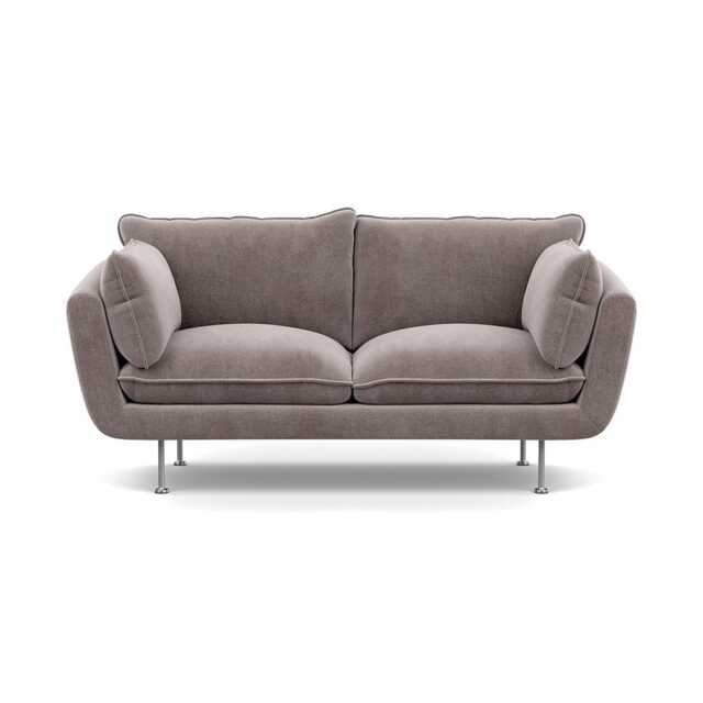 Heal's Allora 2 Seater Sofa Smart Luxe Velvet Mushroom Stainless Steel Feet