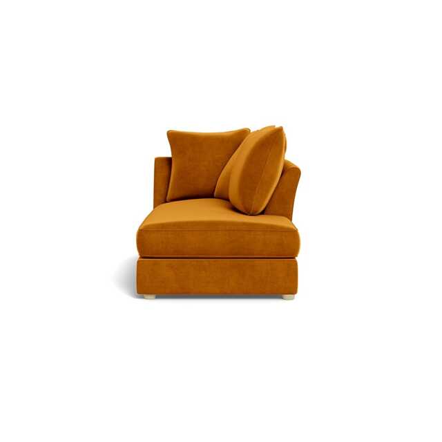 Heal's Tailor Right Hand Facing Chaise Unit  Smart Luxe Velvet Cognac Natural Feet