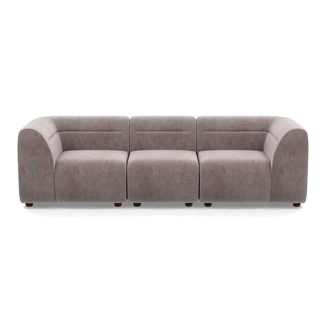 Heal's Lilli 3 Seater Sofa Smart Luxe Velvet Mushroom Natural Beech Feet