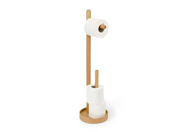 Wireworks Yoku Freestanding Toilet Roll Holder Round Oak