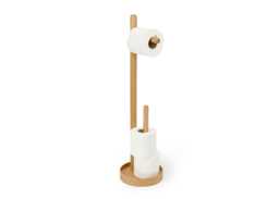 Wireworks Yoku Freestanding Toilet Roll Holder Round Oak