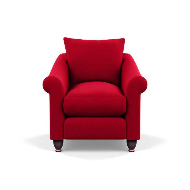 Heal's Devon Armchair Melton Wool Red Oxide Walnut Stained Feet