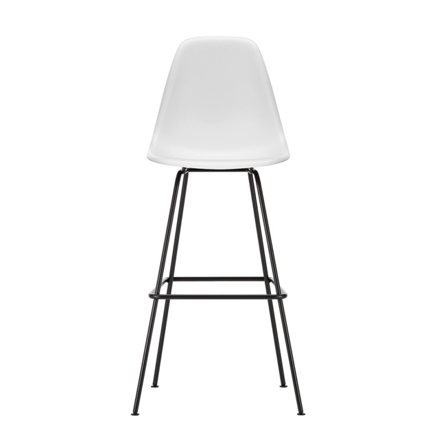 Vitra Eames Plastic Stool RE High Cotton White Basic Dark Powdered Legs