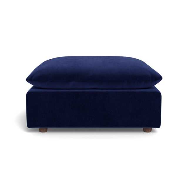 Heal's Astrid Ottoman Smart Luxe Velvet Midnight Walnut Stained Beech Feet