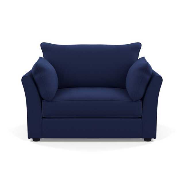 Heal's Tailor Loveseat Melton Wool New Navy Black Beech Feet