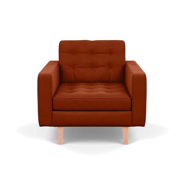 Heal's Hepburn Armchair Nobilis Velvet Rust Natural Feet