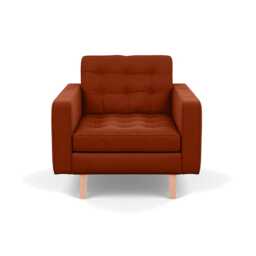 Heal's Hepburn Armchair Nobilis Velvet Rust Natural Feet