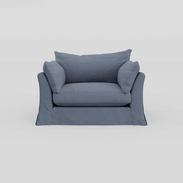 Heal's Tailor Loose Cover Loveseat Capelo Linen Mineral Natural Beech Feet