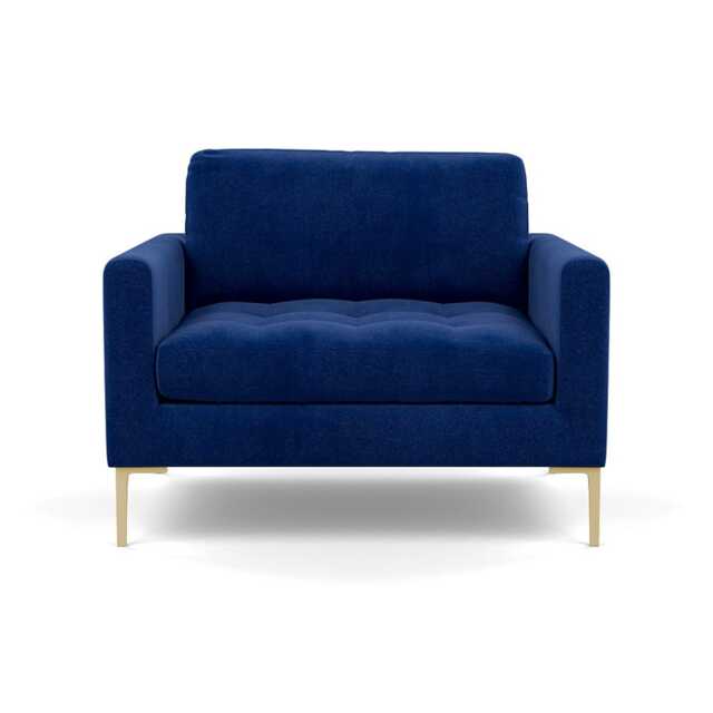 Heal's Eton Loveseat Smart Luxe Velvet Azure Brass Feet