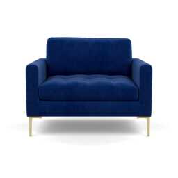 Heal's Eton Loveseat Smart Luxe Velvet Azure Brass Feet