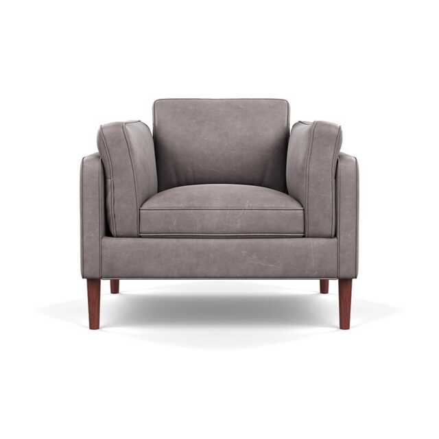 Heal's Sonno Armchair Heritage Leather Stone Grey 2060 Walnut Feet - image 1