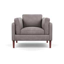 Heal's Sonno Armchair Heritage Leather Stone Grey 2060 Walnut Feet