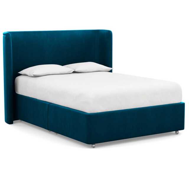 Heal's Deep Divan King 2 Footend & 2 Continental Velvet Teal - image 1