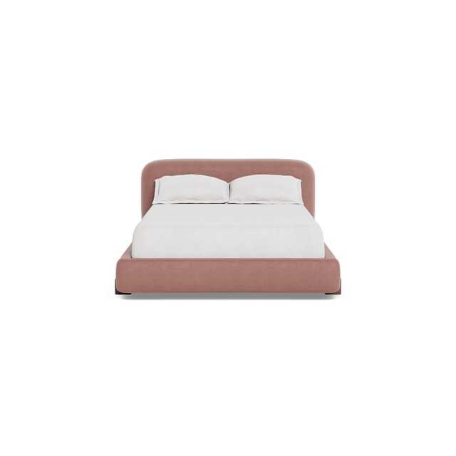 Heal's Nuvola Double Bed Smart Luxe Velvet Dusky Pink Walnut Stained Oak Feet - image 1