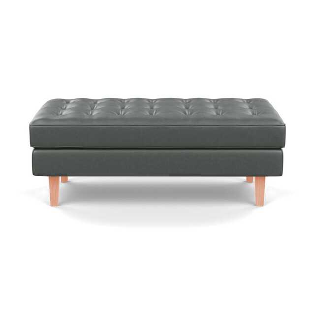 Heal's Hepburn Ottoman Daino Leather Steel Natural Feet - image 1