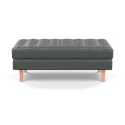 Heal's Hepburn Ottoman Daino Leather Steel Natural Feet - thumbnail 1