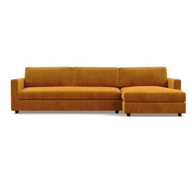 Heal's Nimbus II 4 Seater RHF Corner Chaise Smart Luxe Velvet Cognac Black Feet