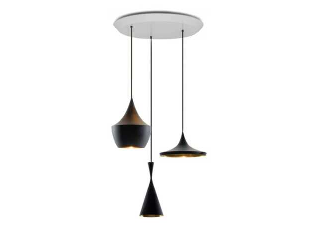 Tom Dixon Beat LED Trio Round Pendant Light System Black