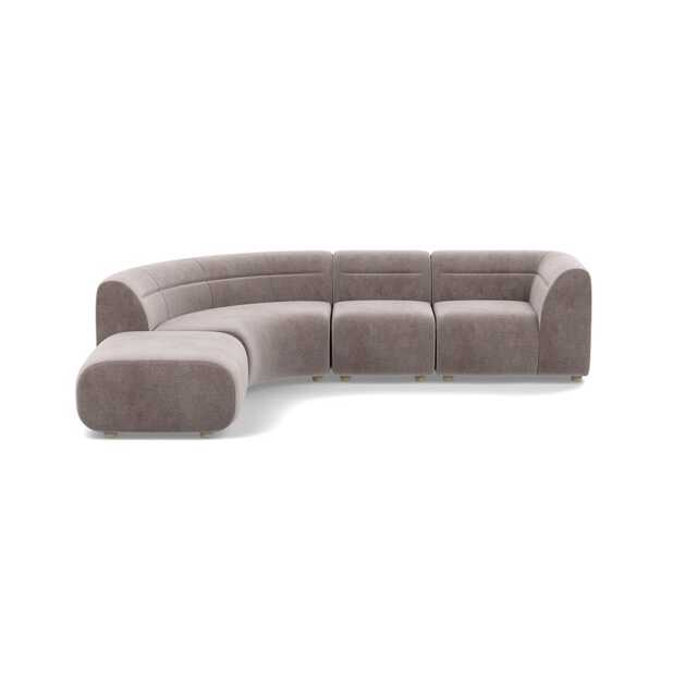 Heal's Lilli Left Hand Facing Curved Corner Sofa Smart Luxe Velvet Mushroom Natural Beech Feet
