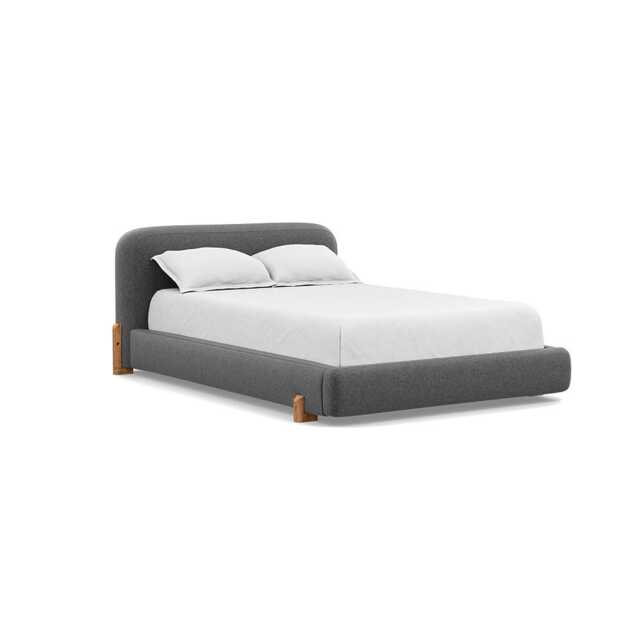Heal's Nuvola Double Bed Melton Wool Granite Natural Oak Feet