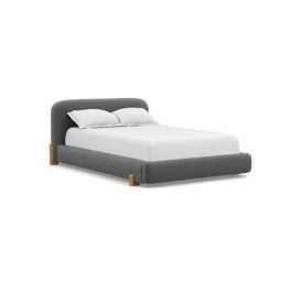 Heal's Nuvola Double Bed Melton Wool Granite Natural Oak Feet