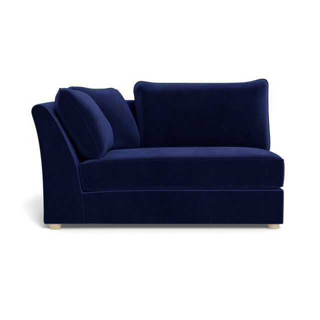 Heal's Tailor Large Curved Left Hand Facing Corner Unit Smart Luxe Velvet Midnight Natural Feet
