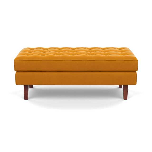 Heal's Hepburn Ottoman Nobilis Velvet Mustard Walnut Feet - image 1