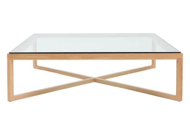 Knoll Krusin Coffee Table in Clear Glass and Natural Oak