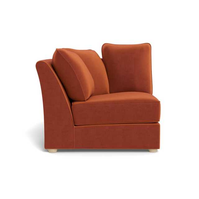 Heal's Tailor Square Curved Corner Unit LHF Cotton Velvet Russet, Natural Feet