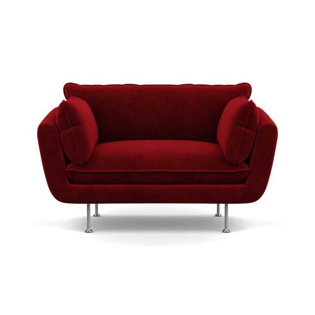 Heal's Allora Loveseat Smart Luxe Velvet Mulberry Stainless Steel Feet