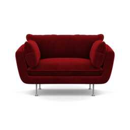 Heal's Allora Loveseat Smart Luxe Velvet Mulberry Stainless Steel Feet