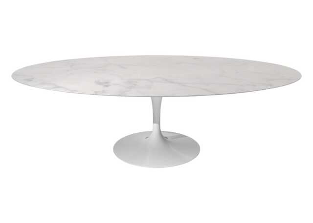 Knoll Saarinen Dining Table with White Base in Statuarietto 244cm - image 1