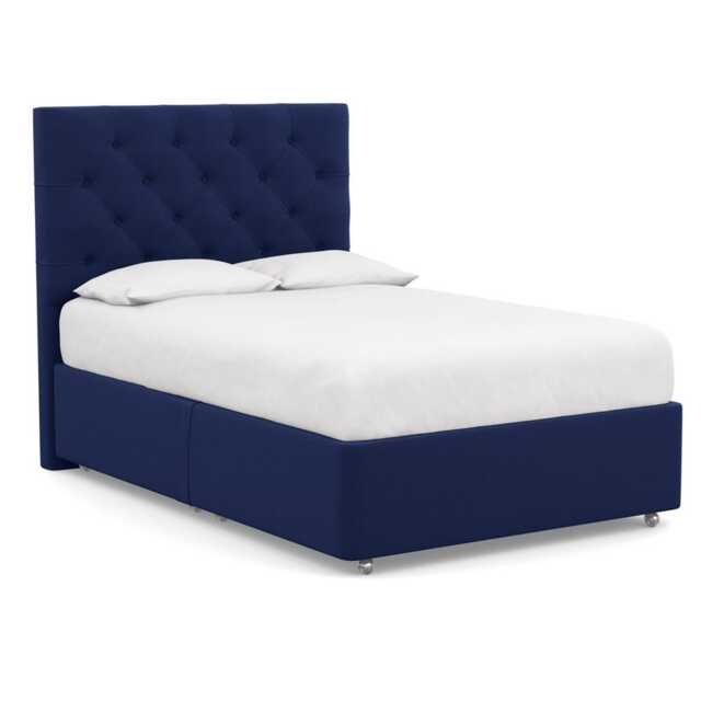 Heal's Deep Divan Double 2 Footend & 2 Continental Melton Wool New Navy - image 1