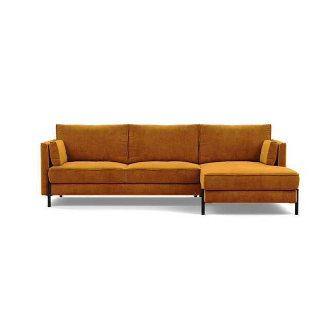 Heal's Tortona Right Hand Facing 4 Seater Corner Chaise Smart Luxe Velvet Cognac Black Feet - image 1