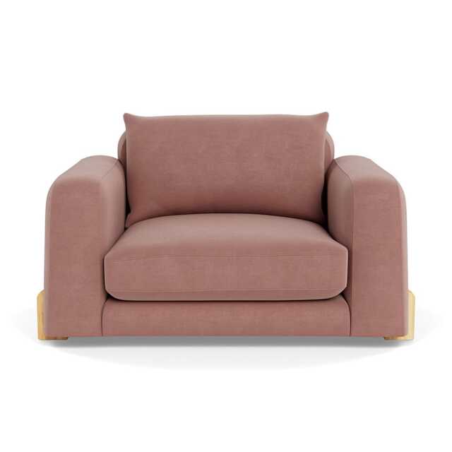 Heal's Nuvola Loveseat Smart Luxe Velvet Dusky Pink Natural Oak Feet - image 1