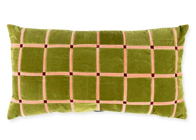 Christina Lundsteen Athena Velvet Cushion Leaves, Pale Rose & Wine 40 x 70cm