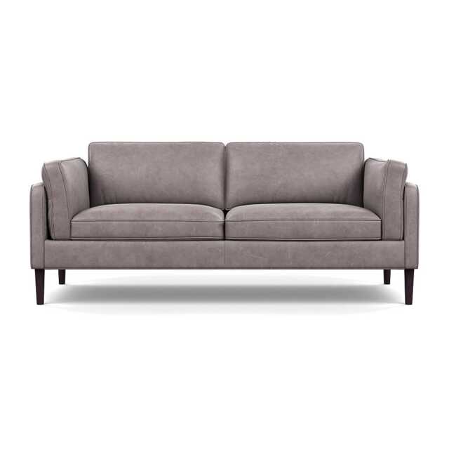 Heal's Sonno 3 Seater Heritage Leather Stone Grey 2060 Wenge Black Feet