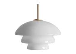 Hadeland Glassverk Archive 4006 Pendant White & Brass Extra Large