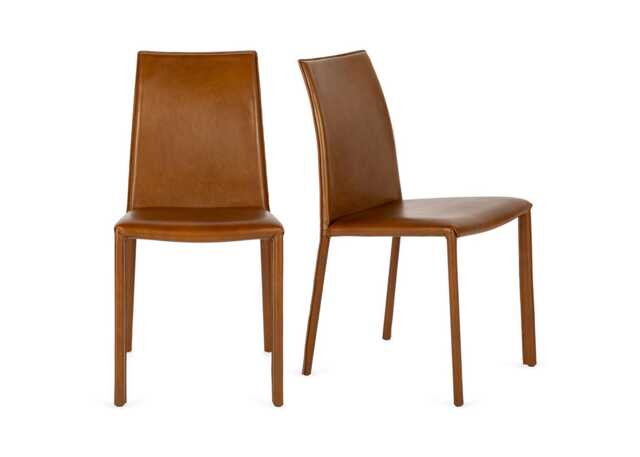 Heal's Byron II Pair of Dining Chairs Tan Leather - image 1