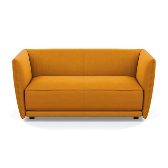 Heal's Valley 2 Seater Sofa Nobilis Velvet Mustard Walnut Stain Feet - image 1