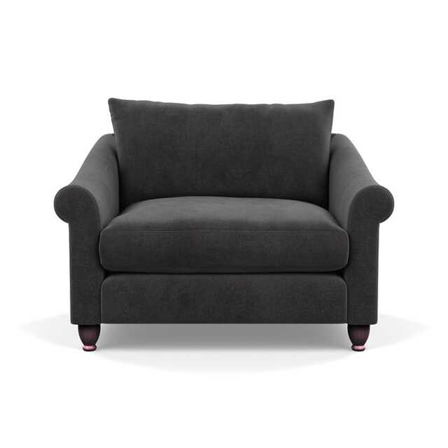 Heal's Devon Loveseat Smart Luxe Velvet Nickel Walnut Stained Feet - image 1