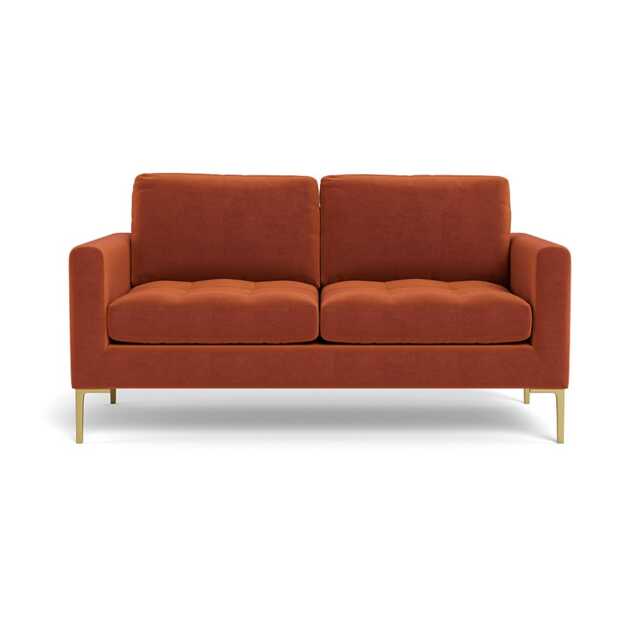 Heal's Eton 2 Str Sofa Cotton Velvet Russet Brass Feet