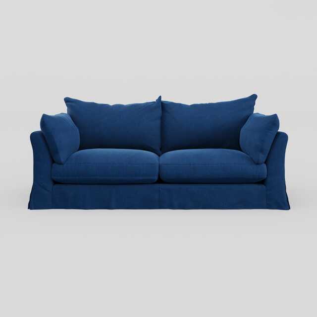 Heal's Tailor Loose Cover 4 Str Sofa Velvet Petrol Natural Beech Feet