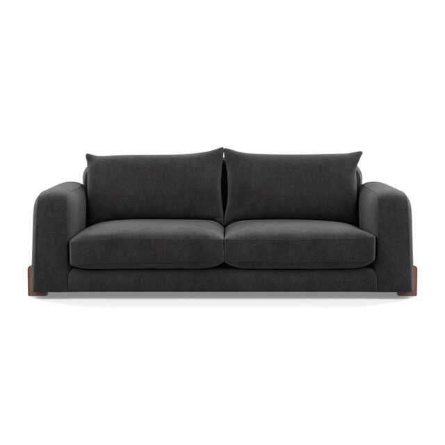Heal's Nuvola 4 Seater Sofa Smart Luxe Velvet Nickel Walnut Stained Feet