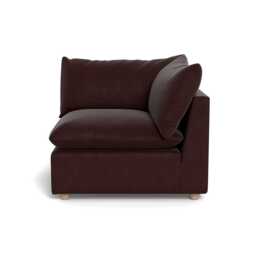 Heal's Astrid Corner Unit Smart Luxe Velvet Acorn Natural Beech Feet