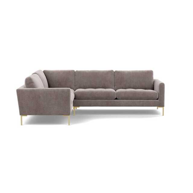Heal's Eton Left Hand Facing Corner Sofa Smart Luxe Velvet Mushroom Brass Feet